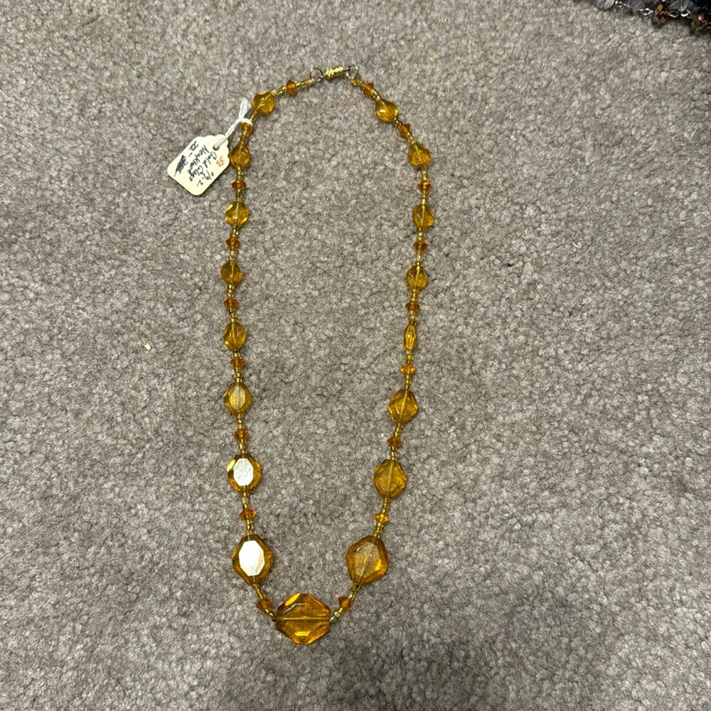 Gold Glass Bead Necklace